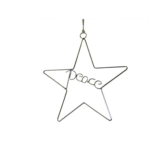 Recycled Wire Peace Star Ornament