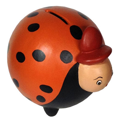 Orange Ceramic Ladybug Bank