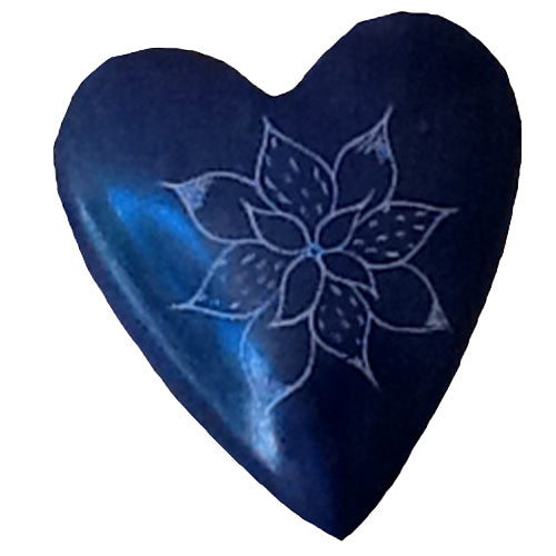 Purple Soapstone Heart w/ Etched Flower