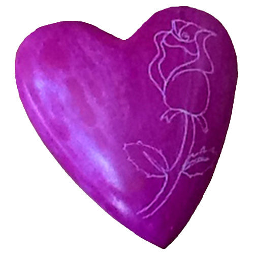 Pink Soapstone Heart w/ Etched Rose