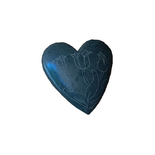Gray Soapstone Heart w/ Etched Tulips
