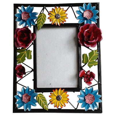Painted Metal Floral Photo Frame