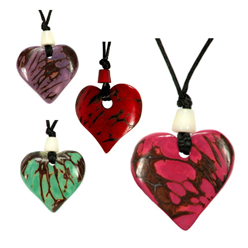 Tagua Nut Colored Heart Pendants