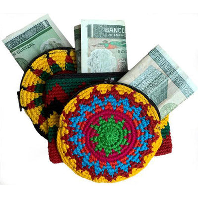 Crocheted Coin Purse with Guatemalan Money