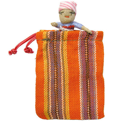 Large Worry Doll in a Woven Bag