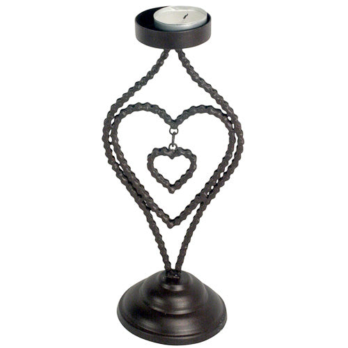 recycled  Bicycle Chain Heart Candle Holder