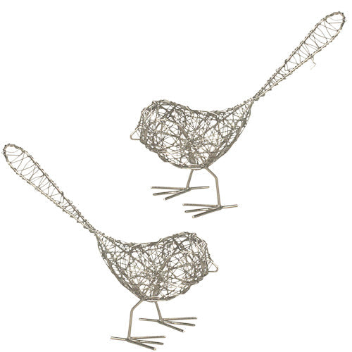 Recycled Wire Bird Sculptures - Set of 2