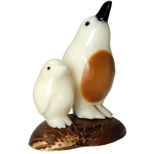Penguin w/ Baby Tagua Nut Figurine