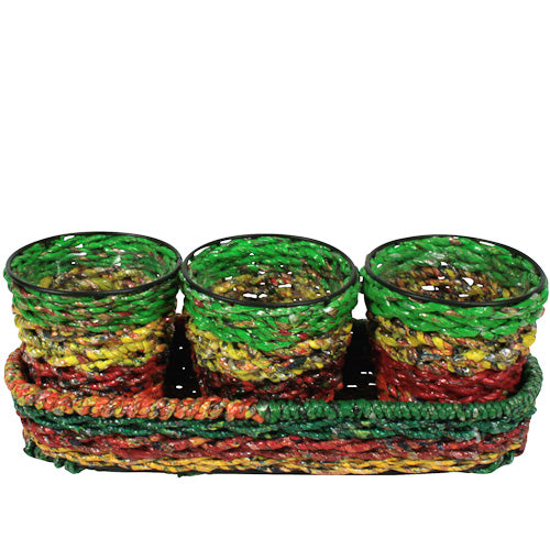 Set of 3 Small Planters made of Recycled Candy Wrappers