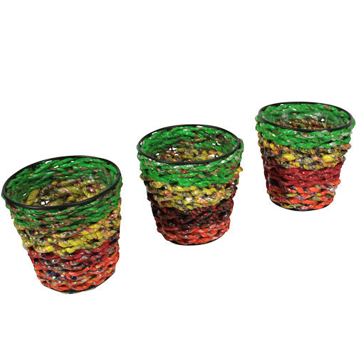 Set of 3 Small Planters made of Recycled Candy Wrappers