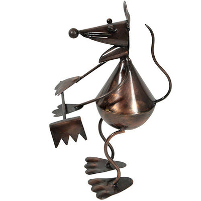 Metal Mouse Sculpture w/ Rake