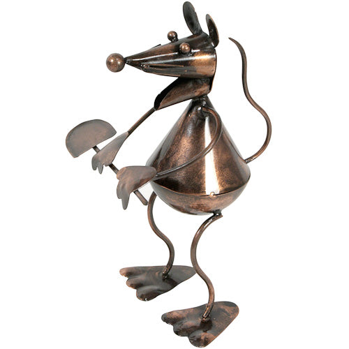 Metal Mouse Sculpture w/ Shovel