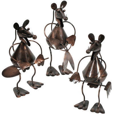 Metal Mouse Sculpture w/ Rake