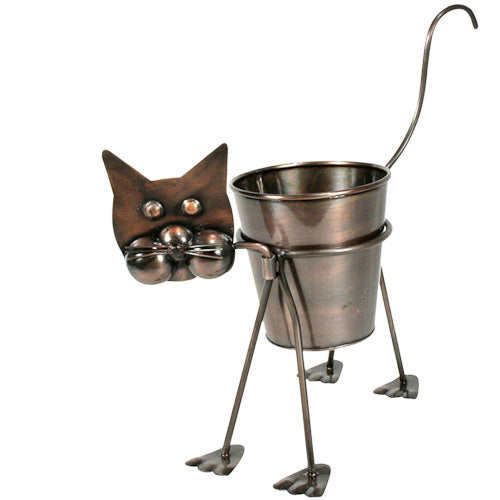 Curious Metal Cat Planter