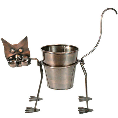 Curious Metal Cat Planter