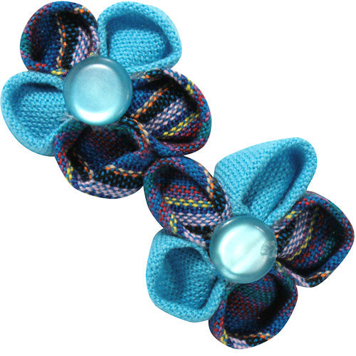 Cotton Barrette with 2 Flowers