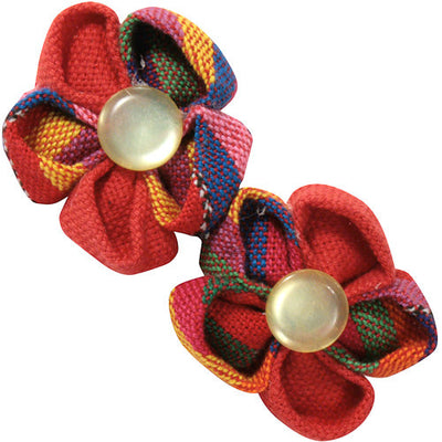 Cotton Barrette with 2 Flowers