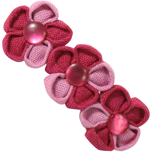 Cotton Barrette with 3 Flowers