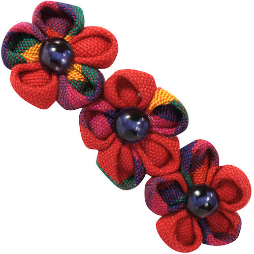 Cotton Barrette with 3 Flowers