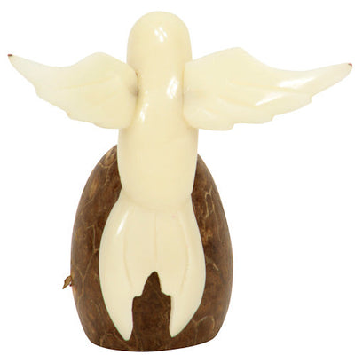 Humming Bird w/ Natural Wings Tagua Nut Figurine