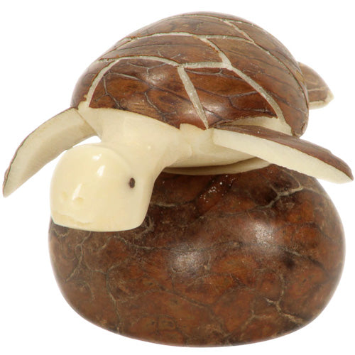 Brown Sea Turtle Tagua Nut Figurine